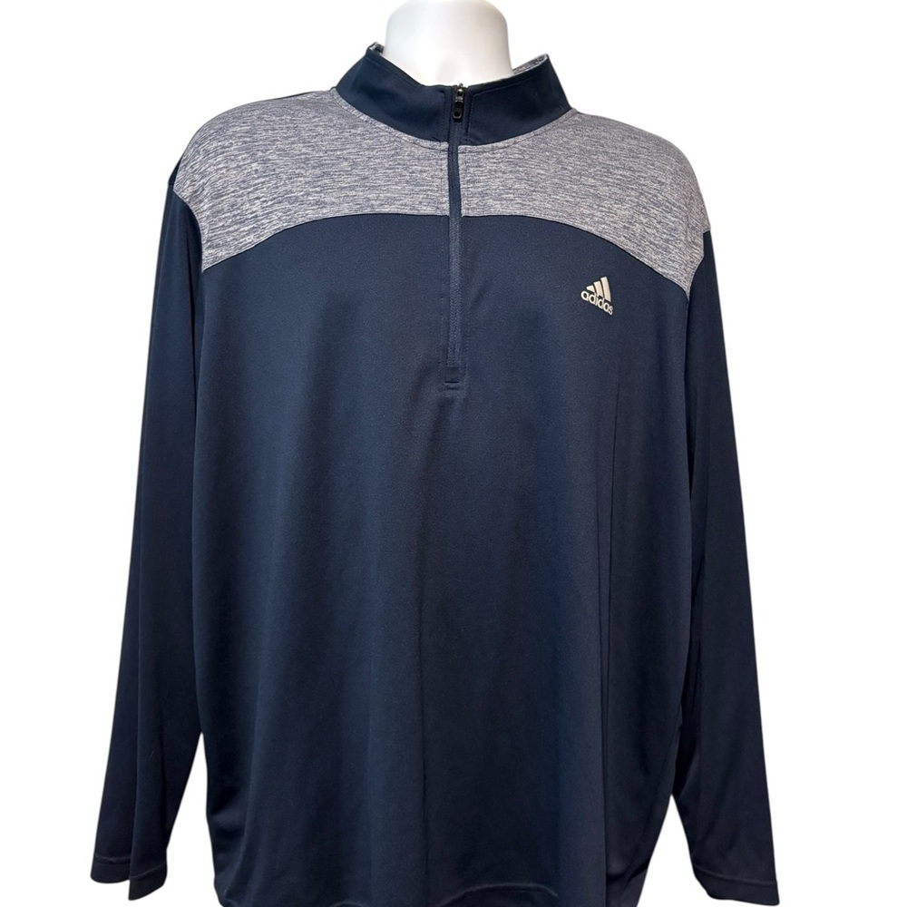 Adidas Golf Men’s 1/4 Zip long Sleeve Pullover Navy And Gray 2XL
